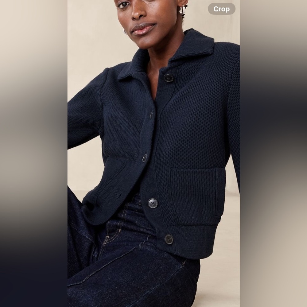 NWT BANANA REPUBLIC AVA SWEATER BOMBER HYPER NAVY BLUE WOMEN’S XL